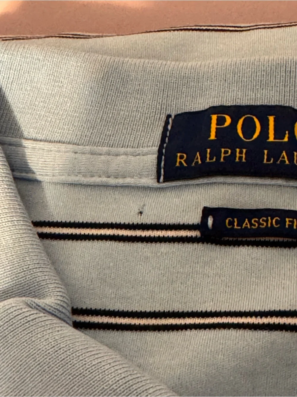 Polo Ralph Lauren Men's Large Classic Fit Blue Striped Cotton Polo Shirt